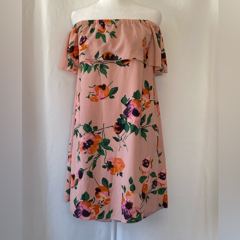 Wilfred Womens Pink Floral Mini Dress XXS off shoulder Boho Summer Resortwear